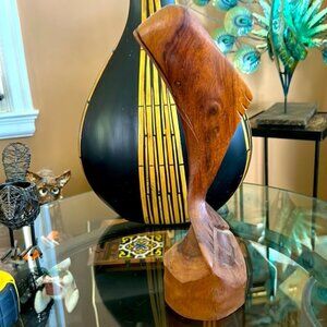 Hand carved wood whale
